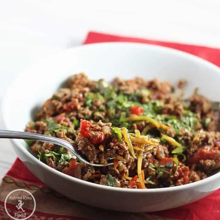 Whole30 Burrito Bowls with broccoli slaw instead of rice. Easy, flavorful, and Whole30!