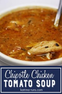 Chipotle chicken soup in white bowl