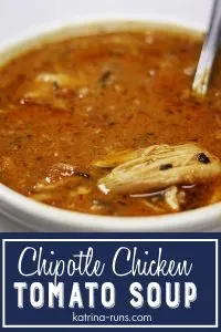 Chipotle chicken soup in white bowl
