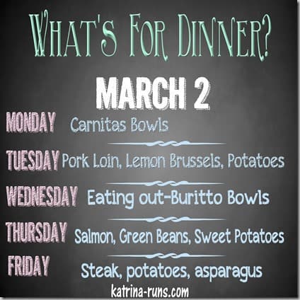 Weekly Paleo Menu March 2-6
