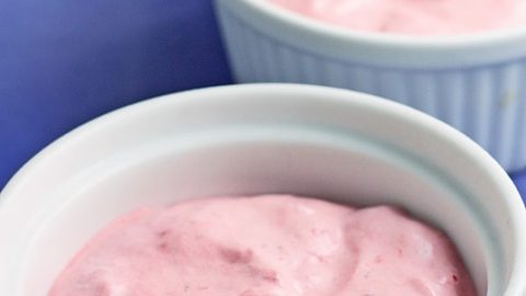 strawberry mousse recipe with fresh strawberries, sour cream, and whipped cream.