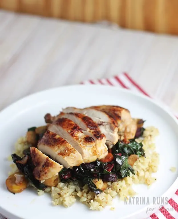 Chicken and Rainbow Chard with carrots is quick and Whole30 compliant.