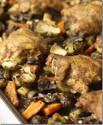 Chicken and vegetables roasted on a sheet pan is a dream come true for busy weeknights.