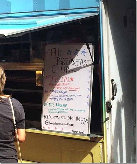 breakfast club food truck menu