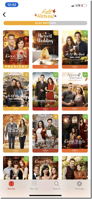 Hallmark Movie Checklist app Hallmark movie checklist app screenshot