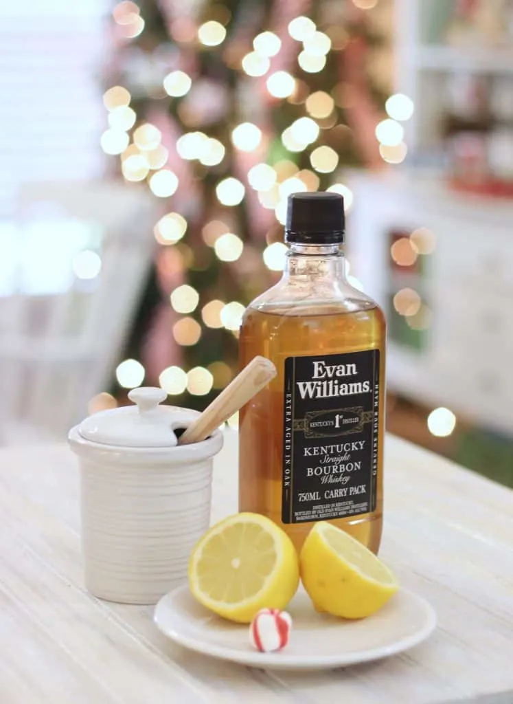 Whiskey Honey Lemon on a white tray